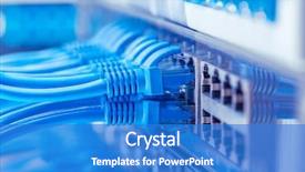  Presentation with ethernet - Slide set having telecommunication - network switch and ethernet cables background and a teal colored foreground