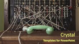  Presentation with old telephone - PPT theme with telecommunication - old telephone pbx switchboard background and a tawny brown colored foreground