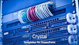  Presentation with data center - Presentation featuring telecommunication - server rack cluster background and a ocean colored foreground