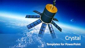  Presentation with satellite - Beautiful slides featuring telecommunication - space satellite orbiting the earth backdrop and a teal colored foreground