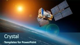  Presentation with sun star - Slide set consisting of telecommunication - space satellite orbiting the earth background and a ocean colored foreground