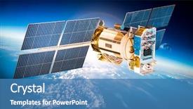  Presentation with satellite - Amazing presentation design having telecommunication - space satellite orbiting the earth backdrop and a teal colored foreground