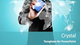  Presentation with touch screen - Slide deck with telecommunication - touch screen mobile phone background and a teal colored foreground