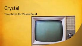  Presentation with television - Beautiful slide deck featuring telecommunication - vintage television on a yellow backdrop and a yellow colored foreground