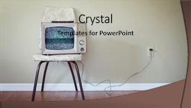  Presentation with old vintage television - Colorful slide set enhanced with telecommunication - vintage television on an old backdrop and a light gray colored foreground