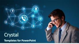  Presentation with phone - Beautiful theme featuring telecommunication - young boy standing and making backdrop and a ocean colored foreground