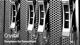  Presentation with data driven - Cool new presentation with telecommunication computer - detail of data center backdrop and a  colored foreground