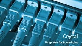  Presentation with infrastructure computer - Amazing presentation design having telecommunication computer - optic fiber hub as part backdrop and a  colored foreground