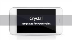  Presentation with smart - Slide deck enhanced with telecommunication computer - smart phone isolated on white background and a dark gray colored foreground