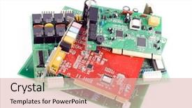  Presentation with circuit - PPT theme having telecommunication engineer - circuit boards on white background background and a lemonade colored foreground