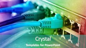  Presentation with data center - Theme consisting of telecommunication ethernet cables connected background and a teal colored foreground