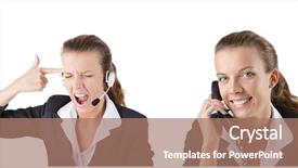  Presentation with call center - PPT theme consisting of telecommunication free - call center assistant responding background and a  colored foreground