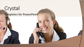  Presentation with call center management - Theme with telecommunication free - call center assistant responding background and a  colored foreground