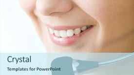 Presentation with happy smiling woman dental health - Amazing presentation theme having telecommunication free - smiling woman operator with headset backdrop and a cool aqua colored foreground