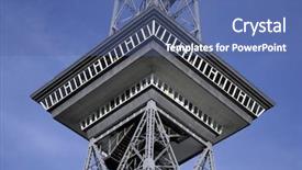  Presentation with fm transmitter - Colorful presentation enhanced with telecommunication mast - restaurant on top backdrop and a ocean colored foreground