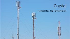  Presentation with antenna - Amazing PPT theme having telecommunication radio antenna towers technology backdrop and a light blue colored foreground