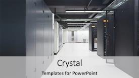  Presentation with data center - Beautiful presentation theme featuring telecommunication server in data center backdrop and a white colored foreground