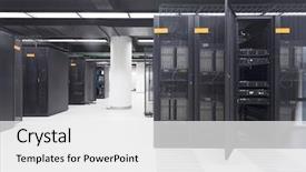  Presentation with data center - Colorful slides enhanced with telecommunication server in data center backdrop and a white colored foreground