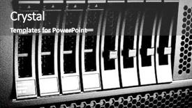  Presentation with data center - PPT layouts having telecommunication system - detail of hard drive cluster background and a  colored foreground