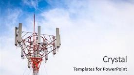  Presentation with telecommunication - PPT theme enhanced with telecommunication tower with beautiful sky background and a sky blue colored foreground