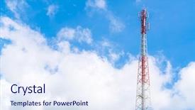  Presentation with telecom tower - Beautiful PPT theme featuring telecommunication tower with beautiful sky backdrop and a sky blue colored foreground