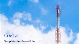  Presentation with telecom tower - Theme enhanced with telecommunication tower with beautiful sky background and a sky blue colored foreground