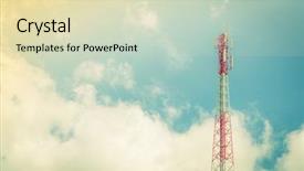  Presentation with telecommunication - Theme enhanced with telecommunication tower with beautiful sky background and a soft green colored foreground