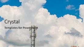  Presentation with telecommunication - Colorful slide deck enhanced with telecommunication tower with beautiful sky backdrop and a light gray colored foreground