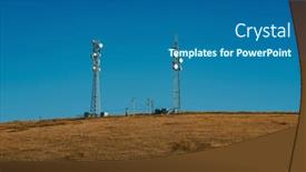  Presentation with antenna - Presentation theme having telecommunication-tower-with-lots background and a ocean colored foreground