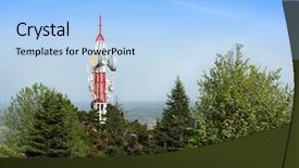  Presentation with telecommunication - Cool new PPT theme with base tranceiver station - telecommunication tower backdrop and a light blue colored foreground