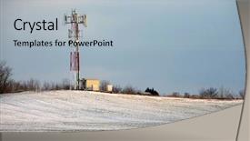  Presentation with telecom tower - Theme having telecommunication transmitter tower background and a light blue colored foreground