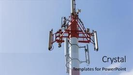  Presentation with telecommunications - Presentation design featuring telecommunications tower against blue sky background and a light blue colored foreground