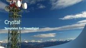  Presentation with telecommunications - Presentation theme with telecommunications-tower-and-winter-alpine background and a ocean colored foreground