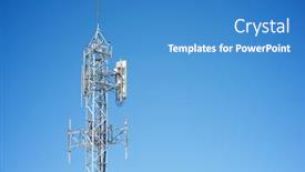  Presentation with telecommunications - Amazing slide set having telecommunications-tower-with-blue-sky backdrop and a teal colored foreground