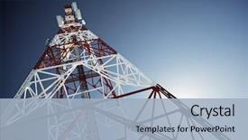  Presentation with telecommunication - Beautiful PPT layouts featuring telecommunications tower with clear blue backdrop and a light blue colored foreground