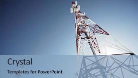  Presentation with telecommunication - Slide deck consisting of telecommunications tower with clear blue background and a light blue colored foreground