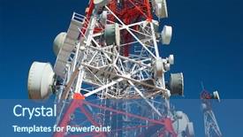  Presentation with telecommunication - Amazing PPT theme having telecommunications tower with clear blue backdrop and a ocean colored foreground