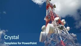  Presentation with tower - Beautiful PPT theme featuring telecommunications tower with cloudy sky backdrop and a ocean colored foreground