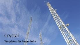  Presentation with telecommunications - Colorful slides enhanced with 3 telecommunication tower - telecommunications towesr and blue sky backdrop and a light blue colored foreground