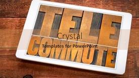  Presentation with remote working - Slides having telecommute-word-abstract-in-vintage background and a gold colored foreground