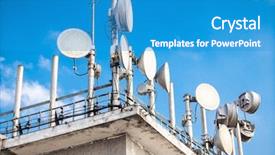  Presentation with brazil - Slides consisting of telecomunications - telecomunication dish and mobile antenas background and a teal colored foreground