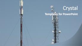  Presentation with telecommunication towers tv antennas - PPT theme consisting of telecomunications antennas background and a seafoam green colored foreground