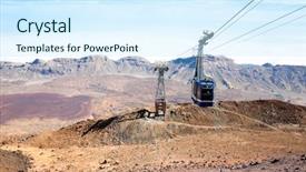  Presentation with cable - Colorful theme enhanced with teleferico cable-car gondola going up to peak on 3718m of teide volcano tenerife spain backdrop and a cool aqua colored foreground