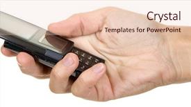  Presentation with phone - Beautiful presentation design featuring telefon computer mail - hands working on a phone backdrop and a lemonade colored foreground