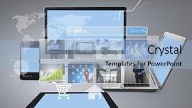  Presentation with computer network - Slides with telefon computer mail - magic technology with social network background and a light blue colored foreground