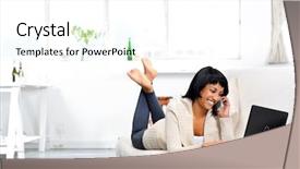  Presentation with woman - Audience pleasing presentation consisting of telefon computer mail - pretty woman lying backdrop and a white colored foreground