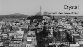  Presentation with black chalkboard chalk dust - Presentation design consisting of telegraph - black and white dusk view background and a light gray colored foreground