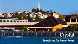  Presentation with san francisco chinatown - Colorful presentation theme enhanced with telegraph - coit tower in san francisco backdrop and a ocean colored foreground
