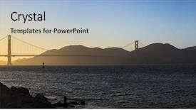  Presentation with composed a golden planet - PPT theme having telegraph - golden gate bridge panorama background and a light blue colored foreground