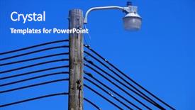  Presentation with power lines - Beautiful PPT theme featuring telegraph - light pole with power lines backdrop and a cobalt blue colored foreground